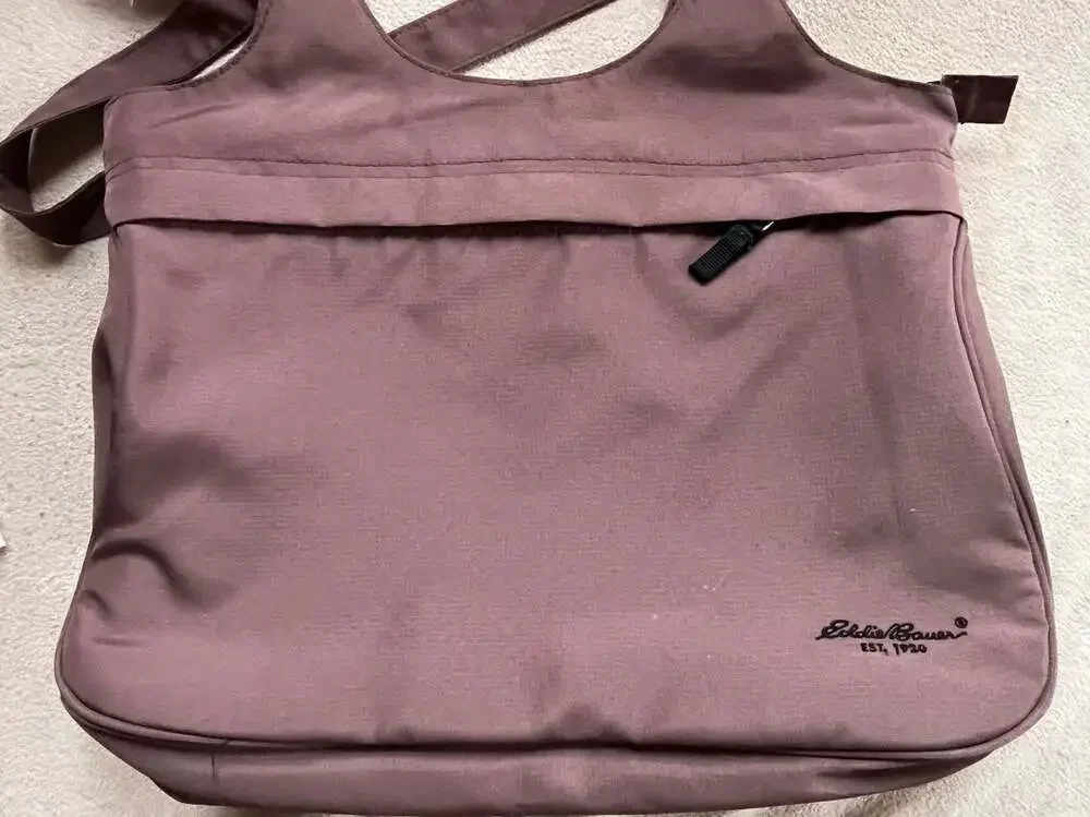 Eddie Bauer Mauve Nylon Laptop Tote Bag with Padded Compartment